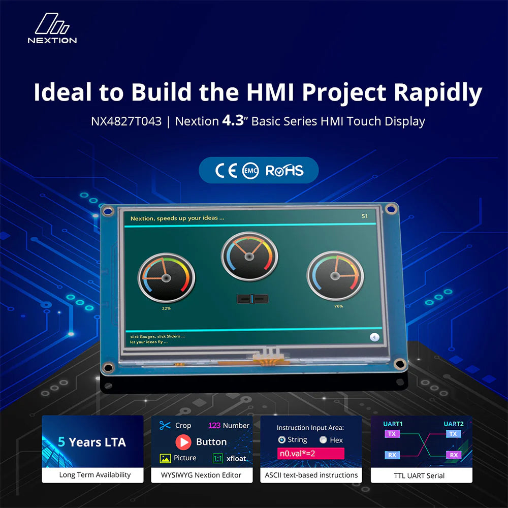 Nextion NX4827T043 4.3" HMI Touch Display (IPS)