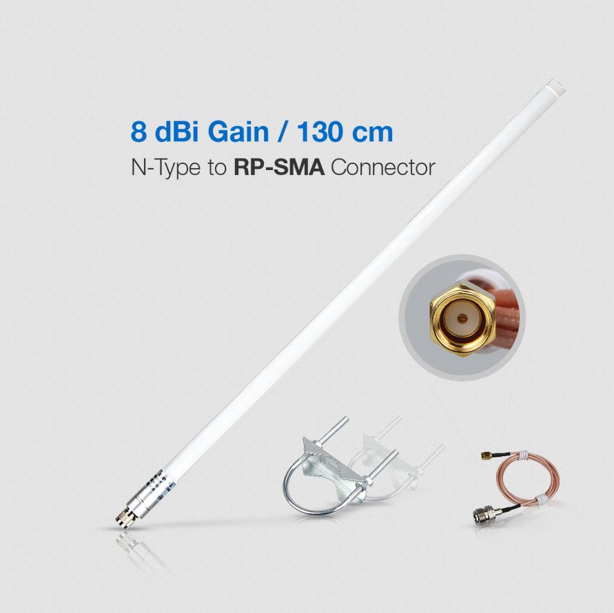 8dBi Glasfaser-Antenne 858MHz-878MHz N-Typ auf RP-SMA