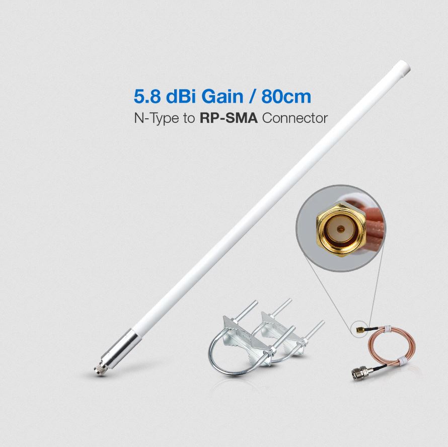 5.8dBi Glasfaser-Antenne 863MHz-870MHz N-Typ auf RP-SMA