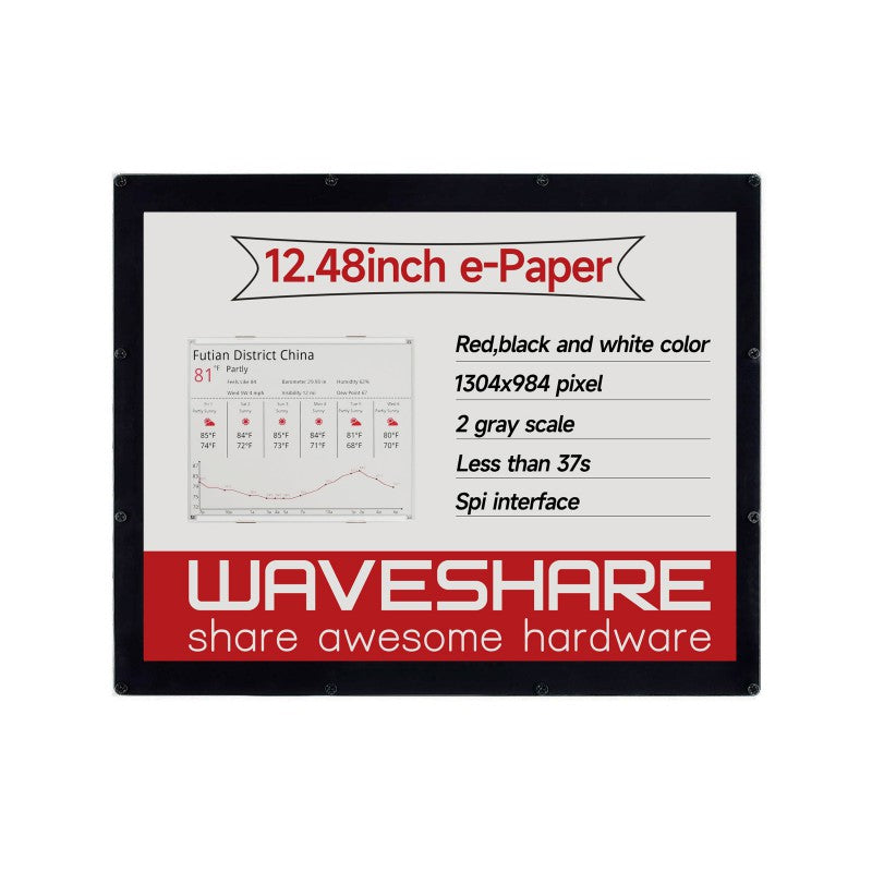 Waveshare  1304 x 984, 12.48inch E-Ink display module, red/black/white three-color