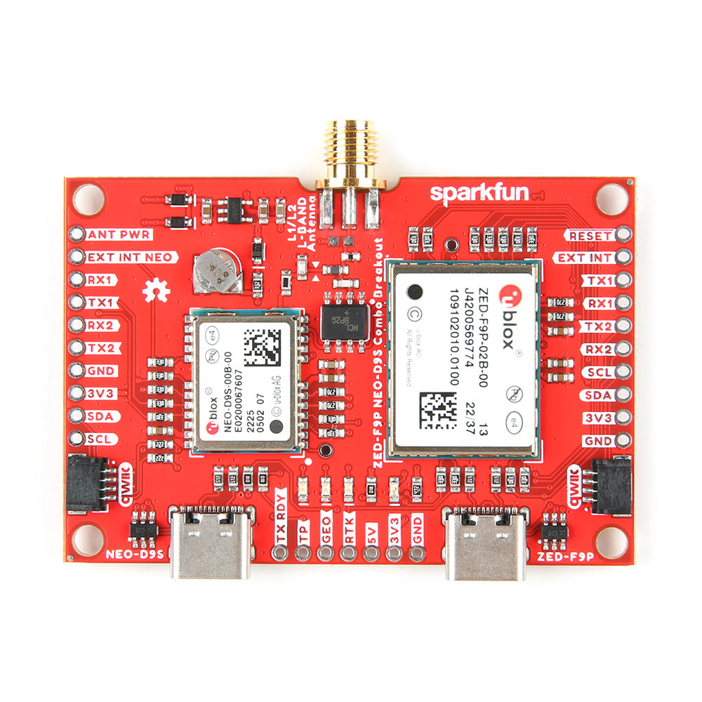 SparkFun GNSS Combo Breakout - ZED-F9P, NEO-D9S (Qwiic)