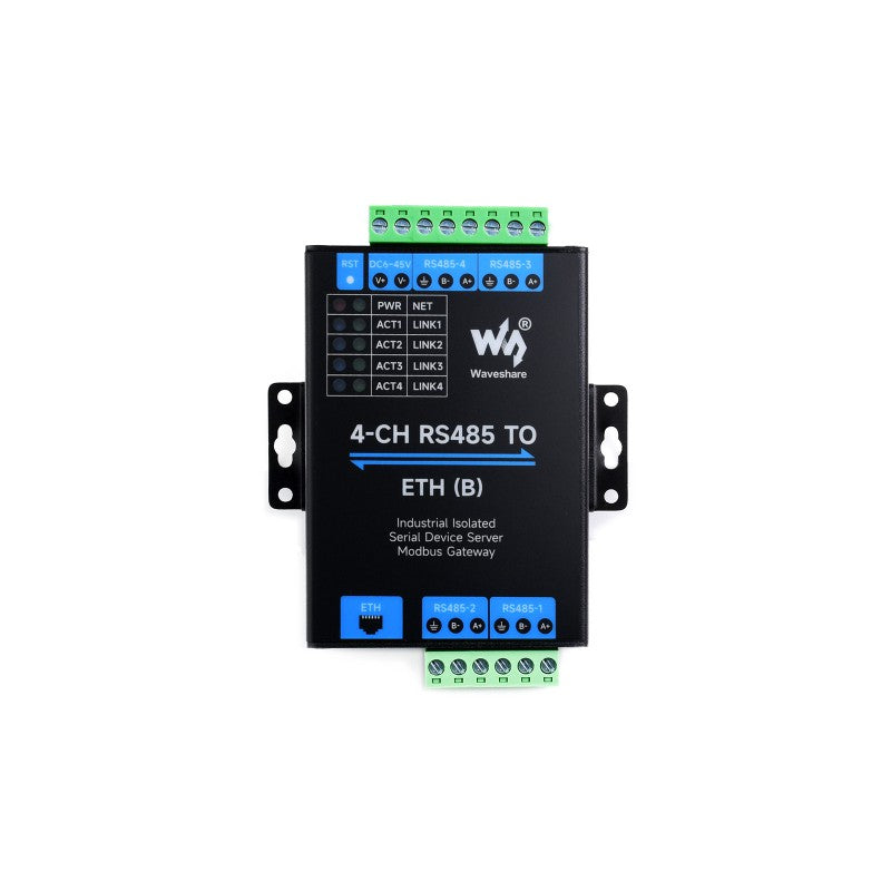 Waveshare 4-Kanal RS485-zu-RJ45-Ethernet-Serieller Server ohne POE