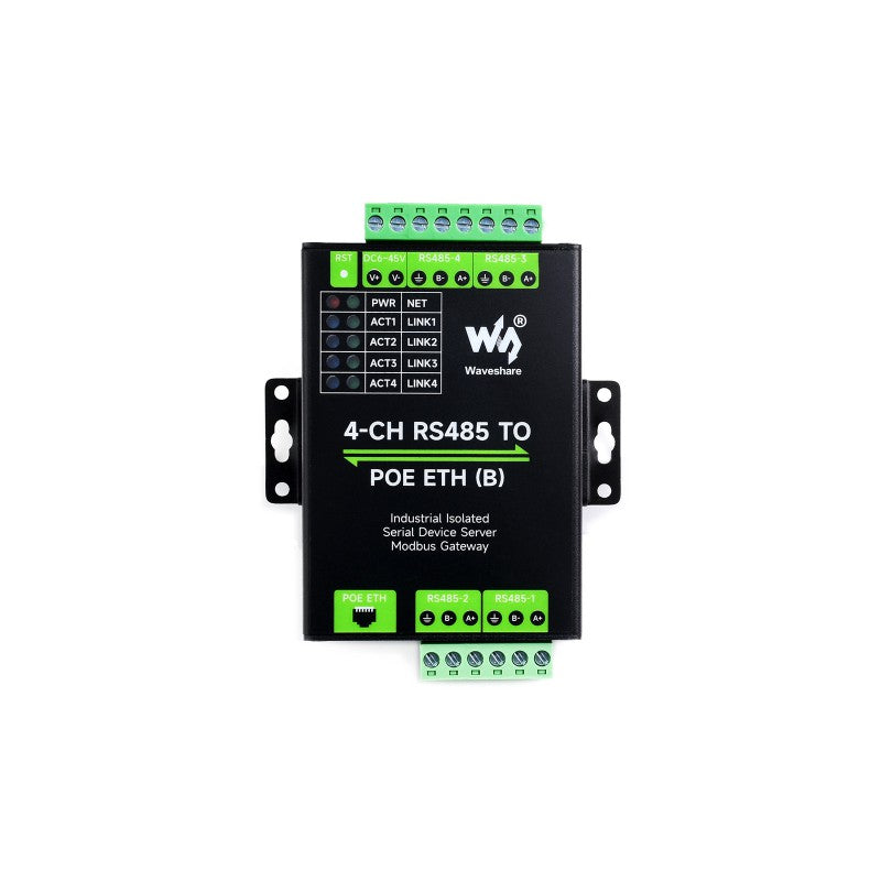 Waveshare 4-Channel POE RS485 to RJ45 Ethernet Serial Server