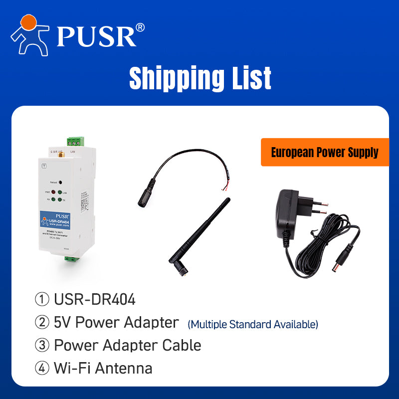 USR-DR404 Industrieller RS485 zu Ethernet & WiFi Konverter (DIN-Hutschiene)