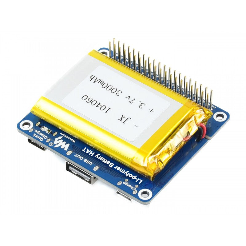 Waveshare Li-polymer Battery HAT, 5V Output, Quick Charge