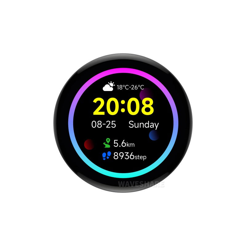 Waveshare ESP32-S3 1.43inch Touch AMOLED Development Board, 466×466, QSPI Round Display