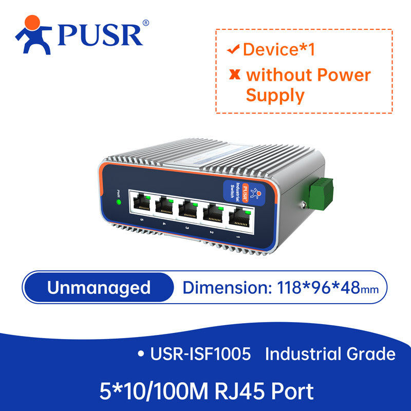 USR-ISF1005 Unmanaged Industrial 5-Port Ethernet Switch (DIN-Hutschiene)