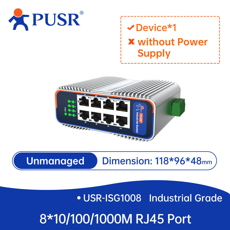 USR-ISG1008 Unmanaged Industrial 8-Port Gigabit Switch (DIN-Hutschiene)