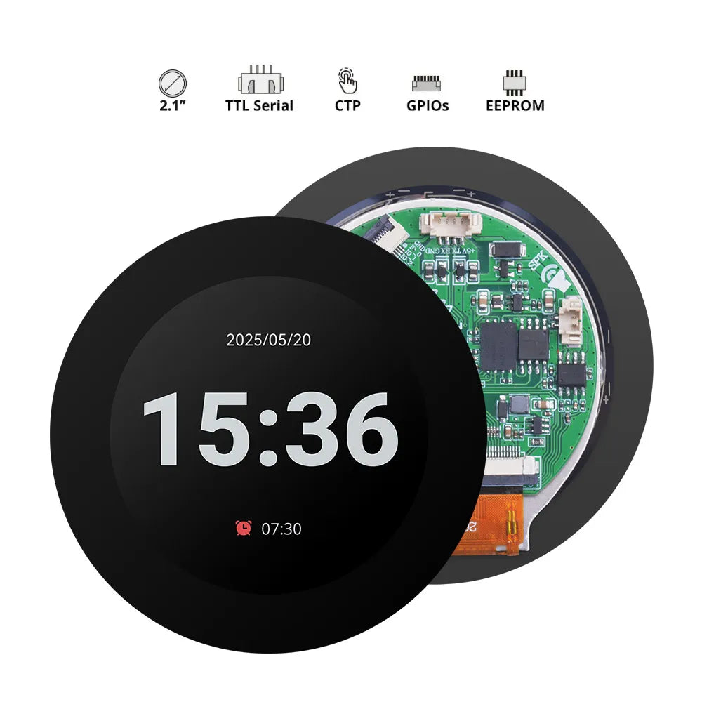 Nextion NX4848E021-011C 2,1" Rundes HMI-TFT-Display (EDGE Serie, IPS, Kapazitiver Touch)