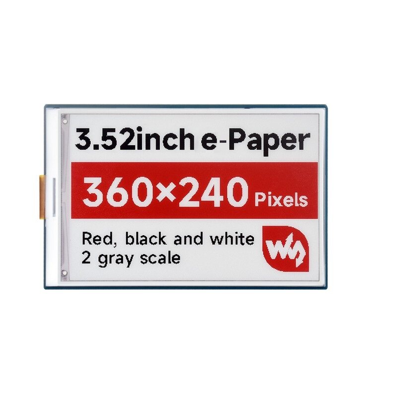 Waveshare 3.52inch E-Paper Display (B), E-Ink, 360x240, Red/Black/White, SPI