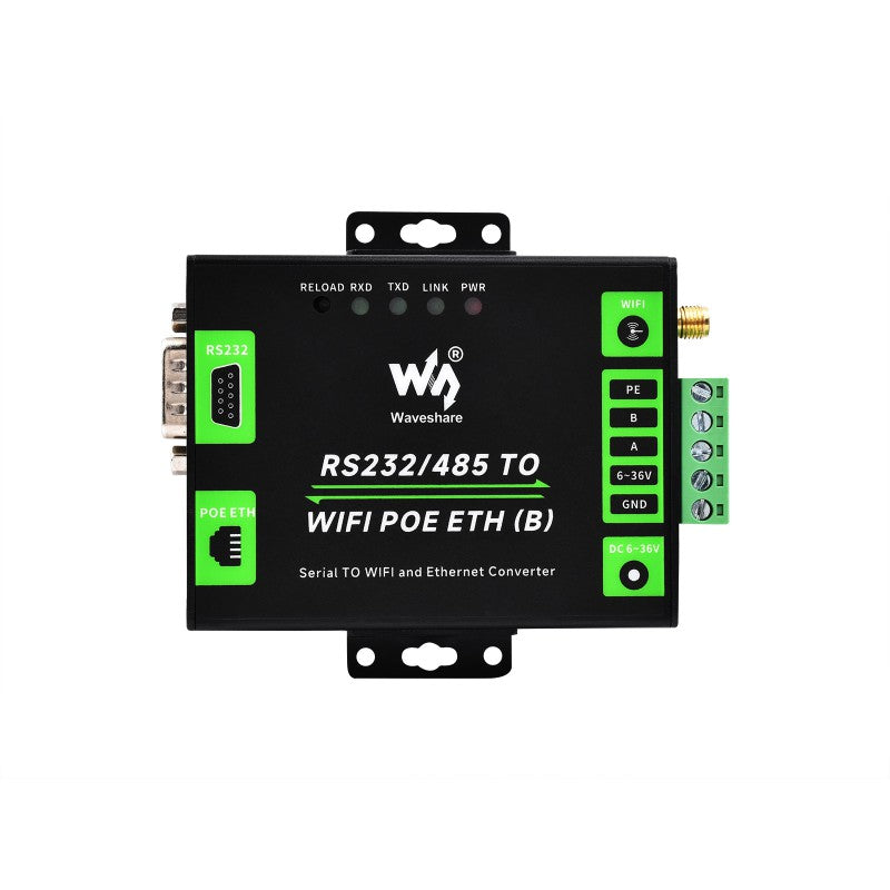 Waveshare Industrial Serial Server POE RS232/485 to WiFi and Ethernet