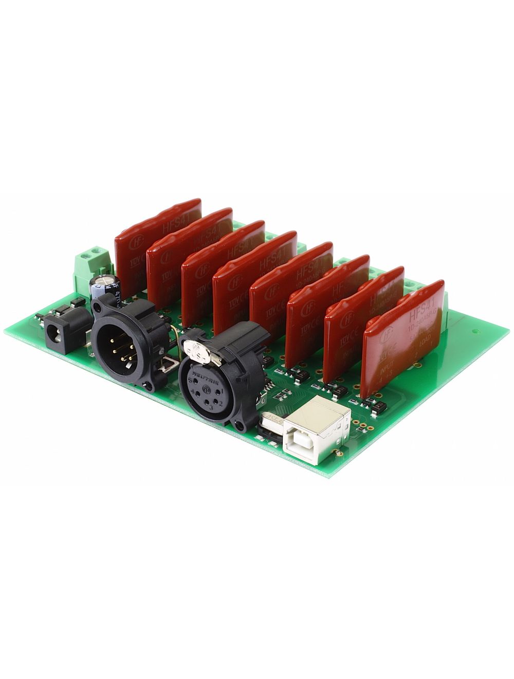 DMX-USB-RX-RLY8 with 8 solid state relays (SSR)